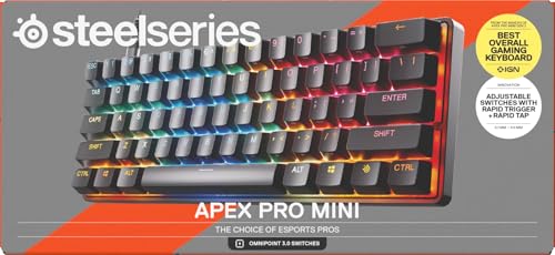 SteelSeries Apex Pro Mini Gen 3 - 60% Gaming Keyboard with OmniPoint 3.0 Hall Effect Switches - Adjustable Actuation, Rapid Trigger, Protection Mode - Black - US QWERTY 20