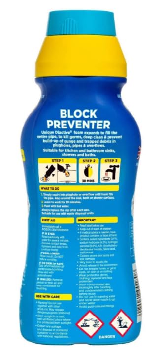 Buster Block Preventer - 500ml Pack of 3 | Deep Clean Drain & Pipe Unblocker for Kitchen & Bathroom 2