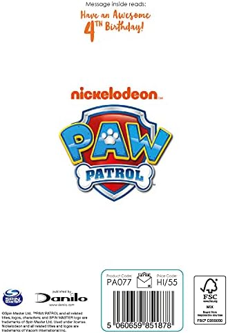 Official Paw Patrol Age 4 Birthday Card 3