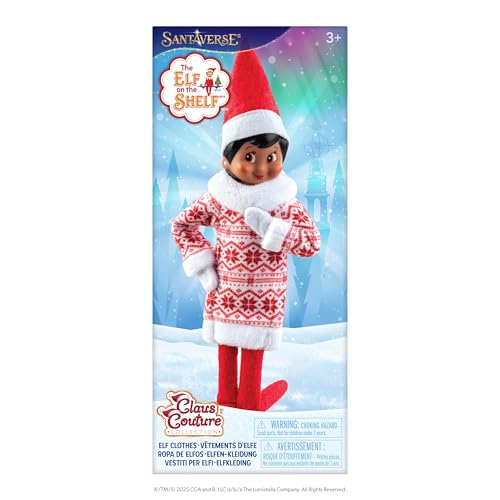 The Elf on the Shelf Claus Couture Sweater Dress - Festive Fair Isle Design for Scout Elves 9