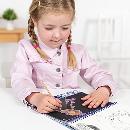 Totum Disney Frozen II Scratch & Colouring Book with Stencils and Glitter Stickers - Arts & Crafts Activity Set for Kids 2