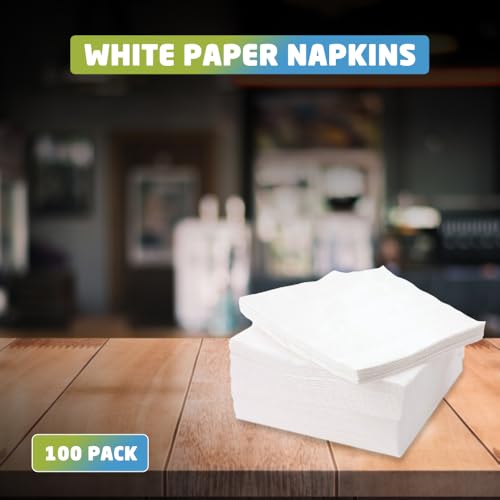1ABOVE 100 Pack White Paper Napkins 30x30cm 1-Ply Soft and Absorbent