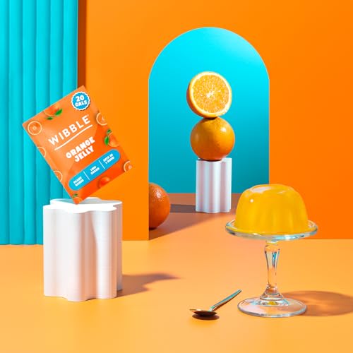 Wibble Orange Jelly Crystals, Plant-Based, Low Sugar, Quick-Set Vegan Jelly Powder, 12 Pack (6 Multipacks), 20 Calories per Serving