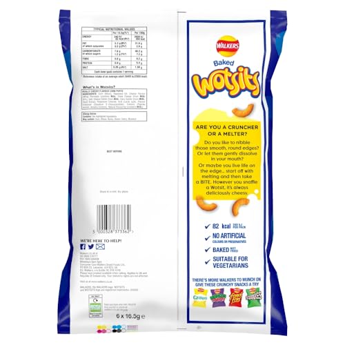 Walkers Wotsits Really Cheesy Baked Snacks Multipack 6x16.5g