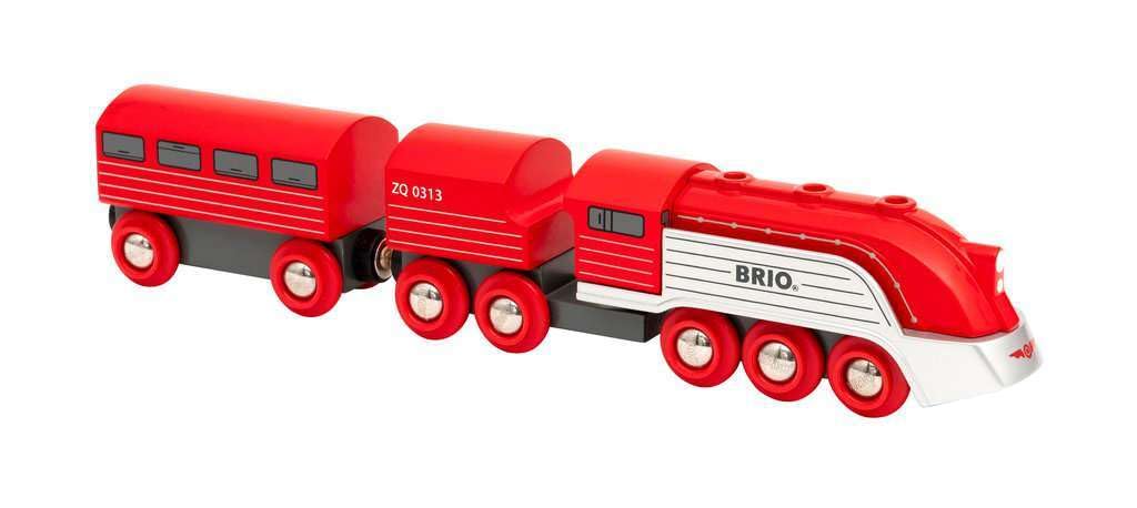 BRIO Streamline Train Set with Tender and Carriage | Retro-Futuristic Design | Ages 3+ | Wood 1