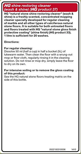HG Natural Stone Cleaner Shine Restorer - Concentrated Formula for Marble & Calciferous Stone | 1L 6