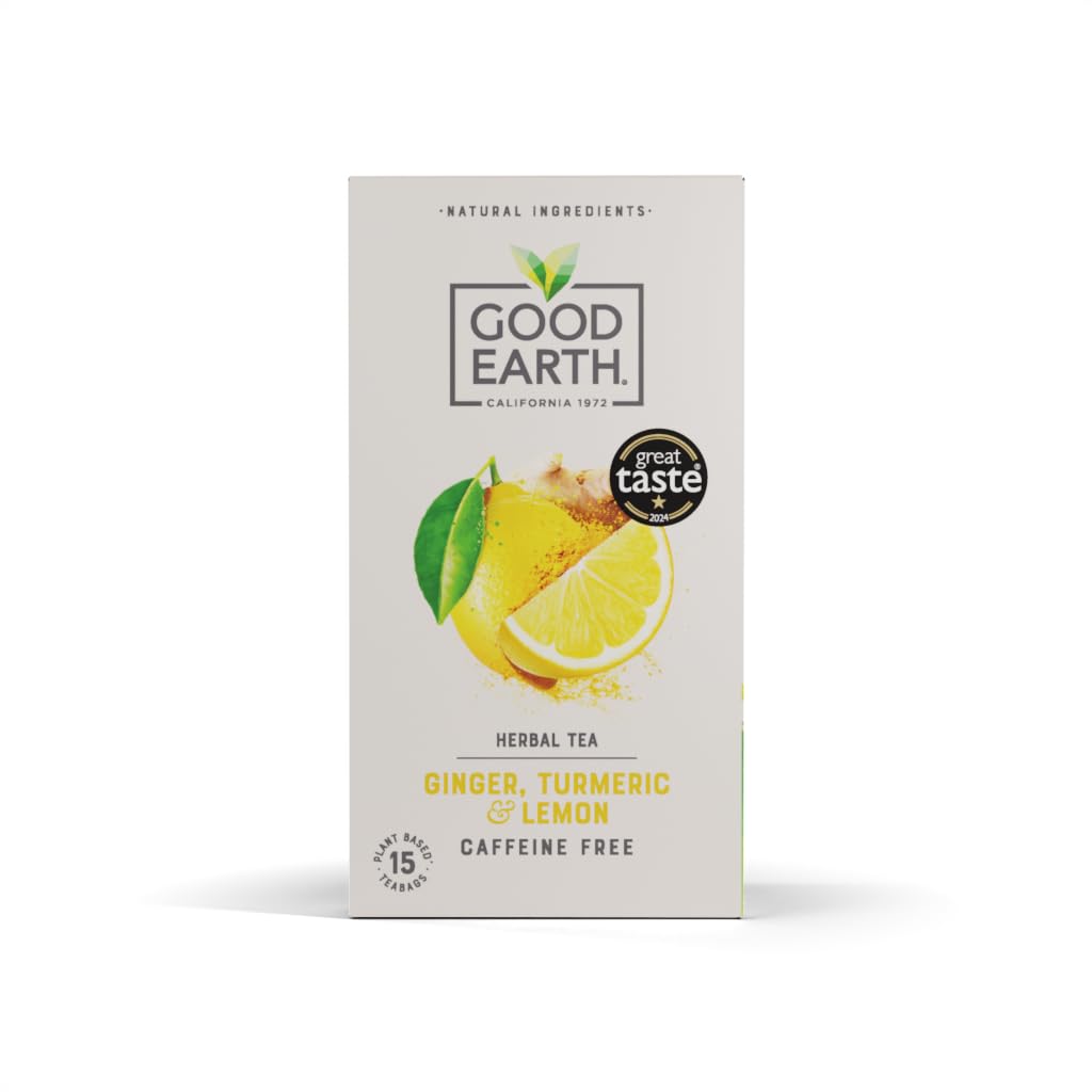 Good Earth Tea Co. Ginger, Turmeric and Lemon Herbal Tea - 15 Bags | Caffeine Free 1