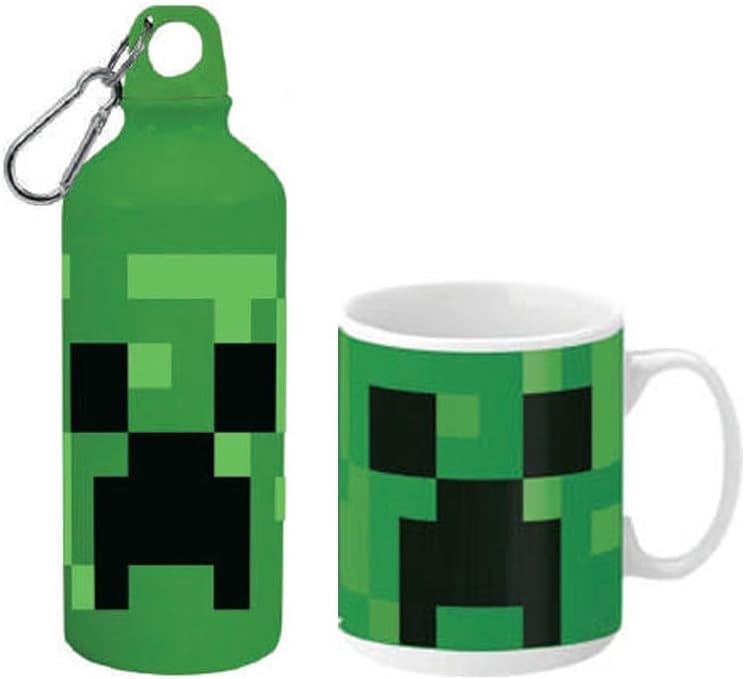 Kids Licensing Cup and aluminium drinking bottle set, 500 ml, Minecraft