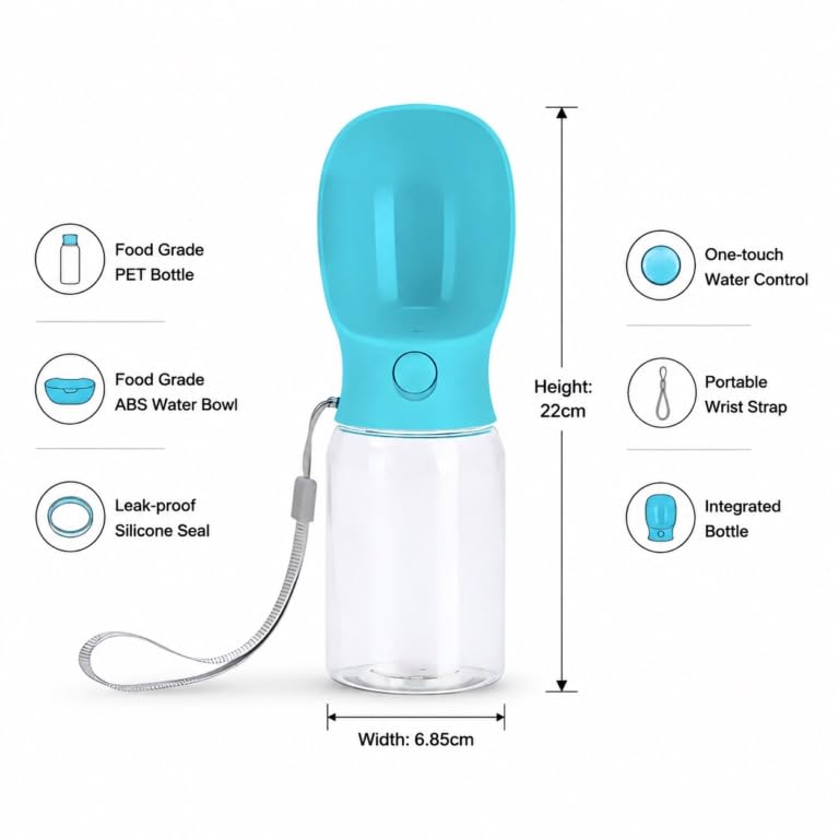 Muexoee Dog Water Bottle - 350ml Spring Green | Leak-Proof | Portable 2
