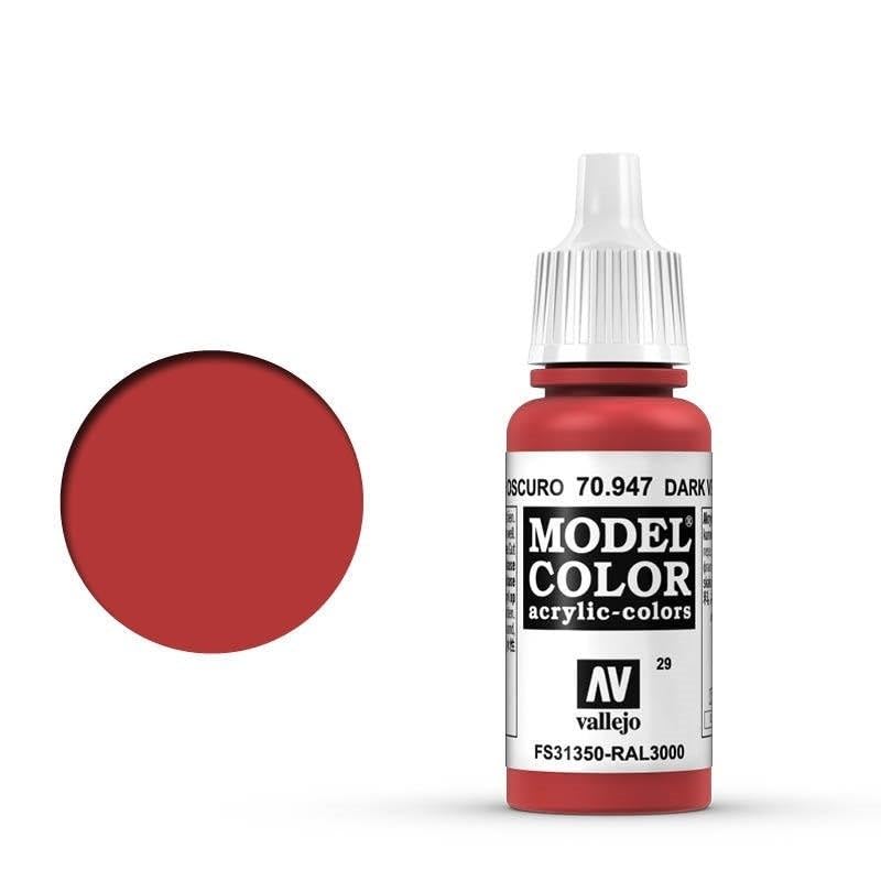 Vallejo Model Color Acrylic Paint - Dark Vermilion Red | 17 ml | Non-Toxic 2