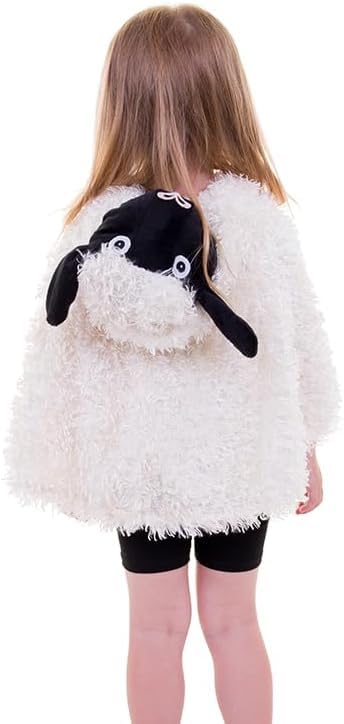 Sheep Cape Dress Up Costume - Soft Plush Hood with Velcro Fastening for Kids 3-7 Years 2