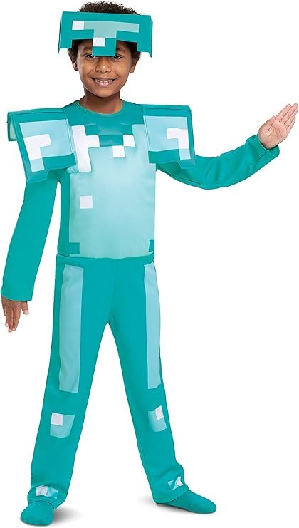 Minecraft Diamond Armour Fancy Dress Costume - Kids 7-8 Years