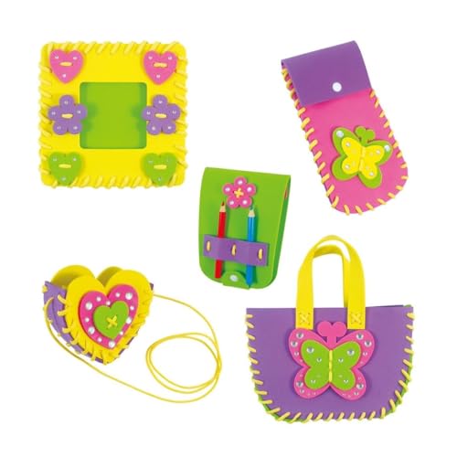 Galt First Sewing Kids Craft Kit - Foam Sewing Set with Pencil Case, Purse & Frame