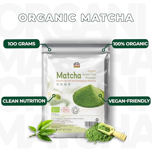 Double Dragon 100g Organic Matcha Green Tea Powder | Premium Grade | Antioxidant-Rich | Vegan