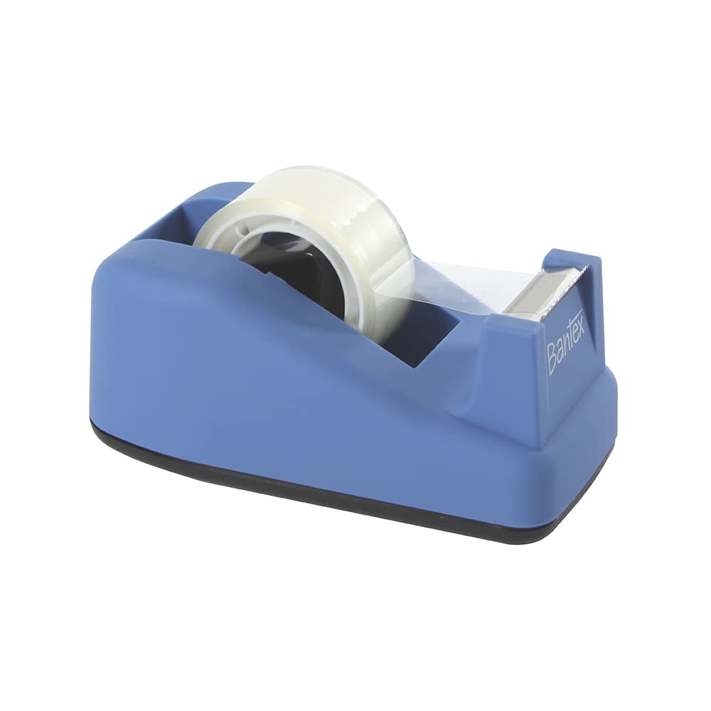Bantex Packaging Tape Dispenser - Weighted Base | Cobalt Blue | Includes 1 Roll 1