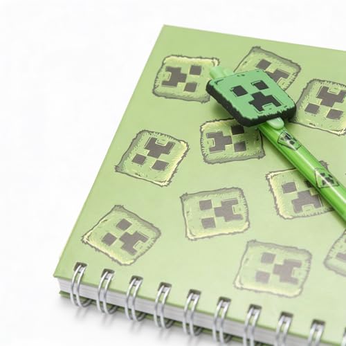 HOX Minecraft Movie Creeper Hardback Notebook & Pen Set | Green Hard Cover | A5