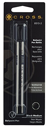 Cross Ballpoint Refill, Medium Black, 2 per Card (8513-2)