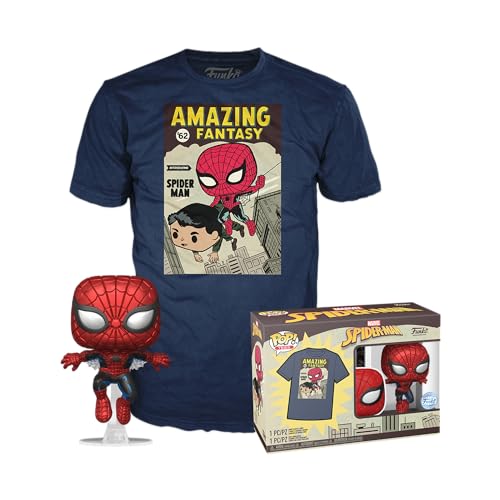 Funko Pop! & Tee Marvel Comics - Spider-Man Comic Cover Metallic Vinyl Figure & T-Shirt Bundle (77949)