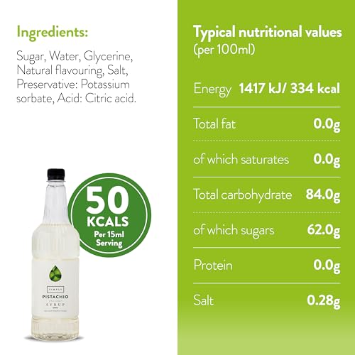Simply - Pistachio Syrup, Vegan & Nut Free Flavoured Syrup for Coffee, Cocktails & Beverages