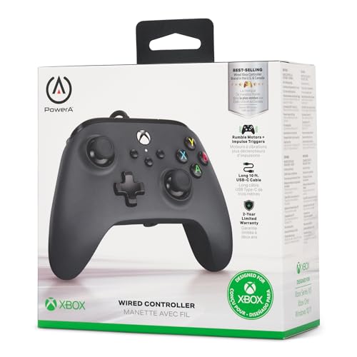 PowerA Wired Controller for Xbox Series X|S, Xbox One, PC - Officially Licensed with Dual Rumble, Immersive Triggers, 10ft USB-C Cable