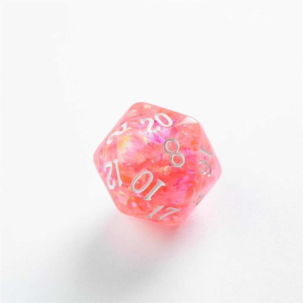 Gamegenic Candy-Like Series Peach Glitter Resin RPG Dice Set – 7-Piece Polyhedral Dice for Roleplaying Games 4