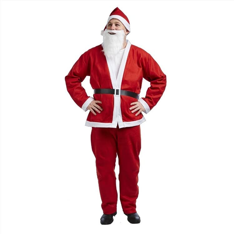 SHATCHI 5-Piece Adult Santa Claus Costume Suit - Felt Christmas Cosplay Outfit 2