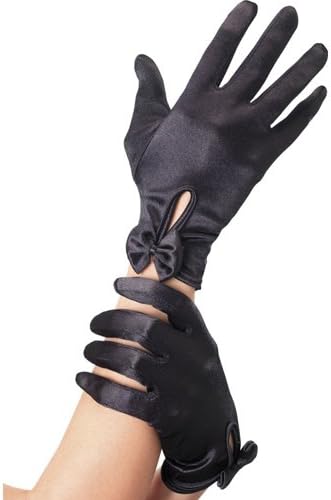 Smiffys Short Black Gloves with Bow (One Size) 1