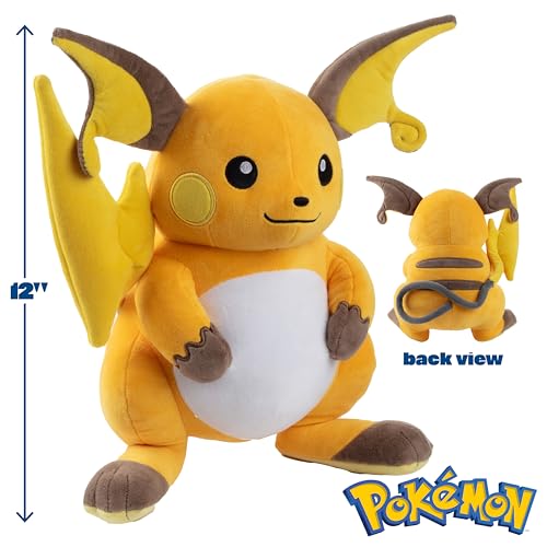 Pokémon Plush - Raichu 30 cm - Soft & Cuddly Stuffed Animal for Kids 0-12 Years