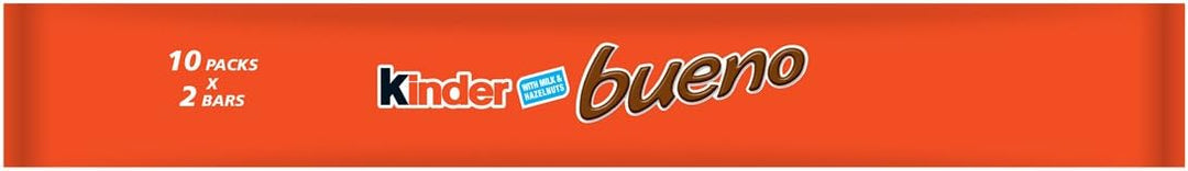 Kinder Bueno Milk Chocolate & Hazelnuts Multipack, 10 x 43g (430g) – Individually Wrapped Chocolate Bars with Crispy Wafer and Creamy Hazelnut Filling