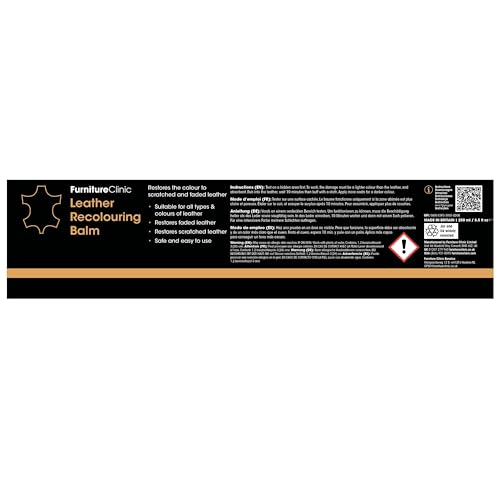 Furniture Clinic Leather Recolouring Balm - Black - Restore Faded & Scratched Leather Sofas, Car Seats, Shoes, Bags