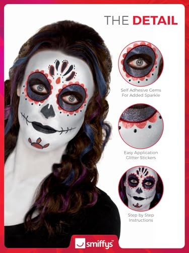 Smiffys Day of the Dead Make-Up FX Kit with Face Paints, Stickers & Applicators (44226)