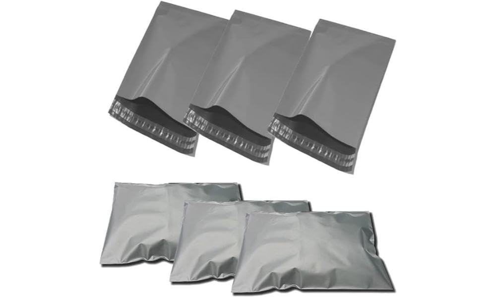 G4GADGET 50 Pack Grey Polyethylene Mailing Postal Bags - 16' x 21' | 50 Micron Thickness 1