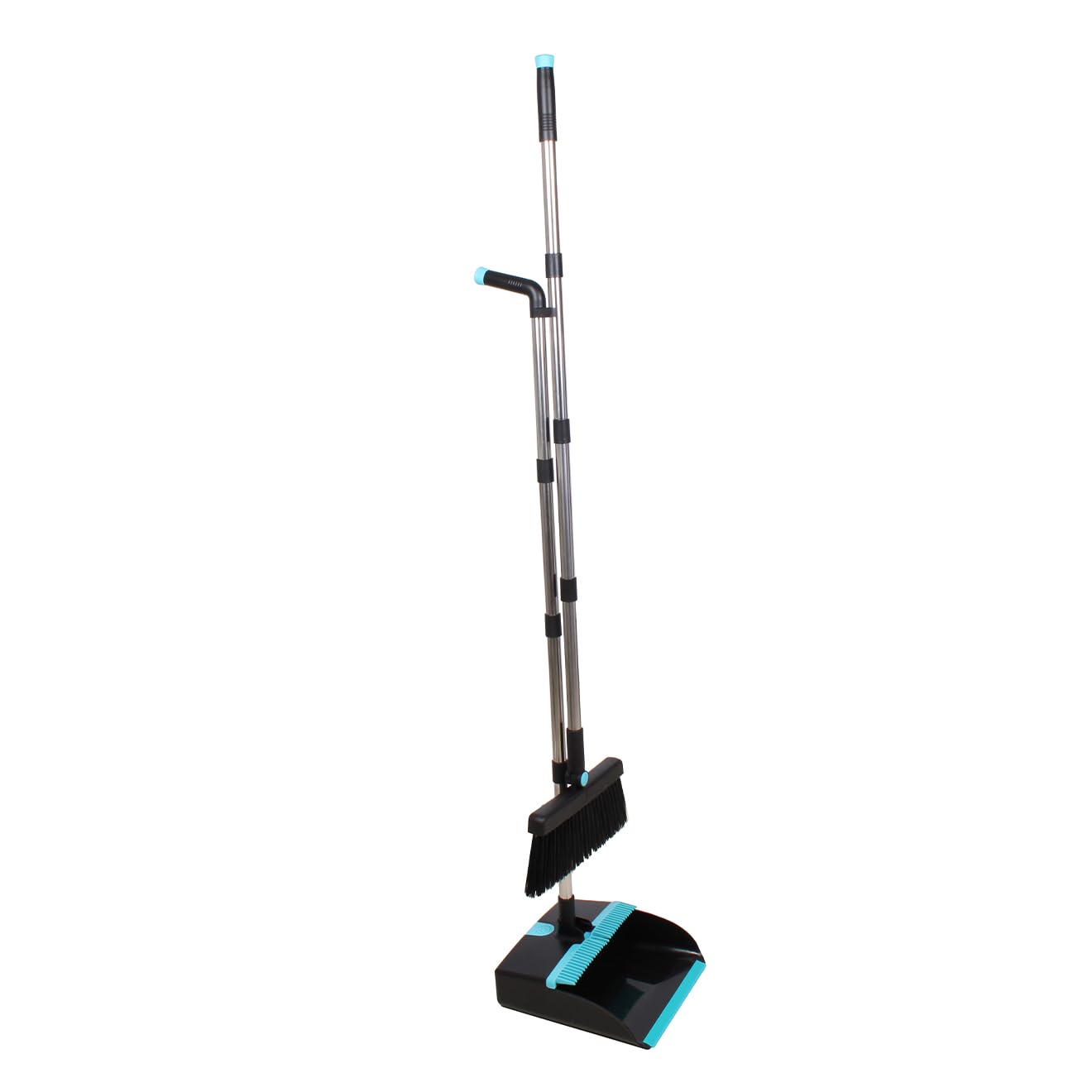 Fit For The Job Long Handle Dustpan & Brush Set - 1.1m Handle | 8-Part Aluminium Pole | Blue/Black 4