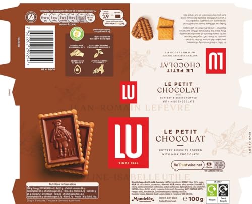 LU Le Petit Chocolat Milk Chocolate Coated Biscuits, Classic French Buttery