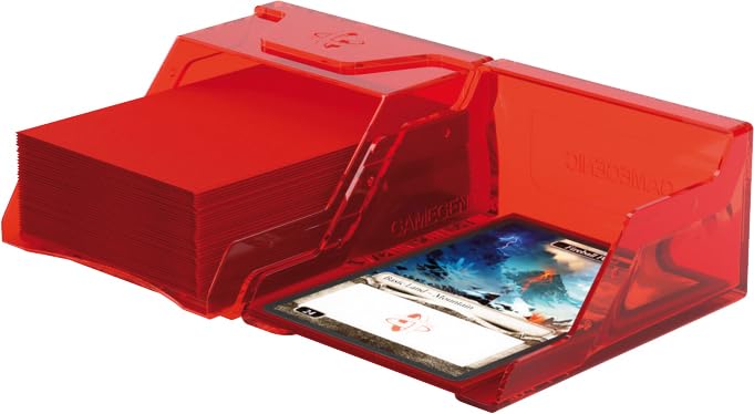 Gamegenic Bastion 50+ XL Card Box - Red | Secure Closure | Fits Double-Sleeved Cards 5