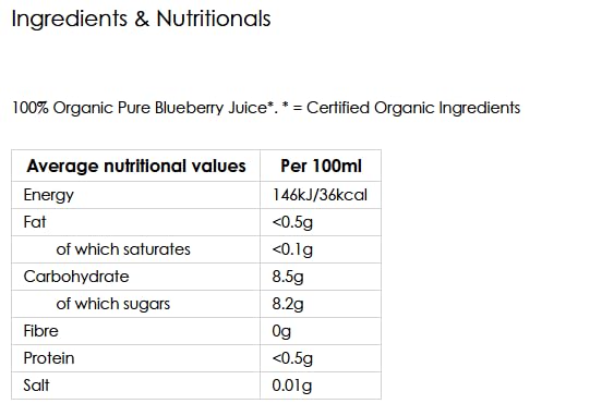 Biona Organic Blueberry Juice - 100% Pressed Pure Juice | 330ml 2