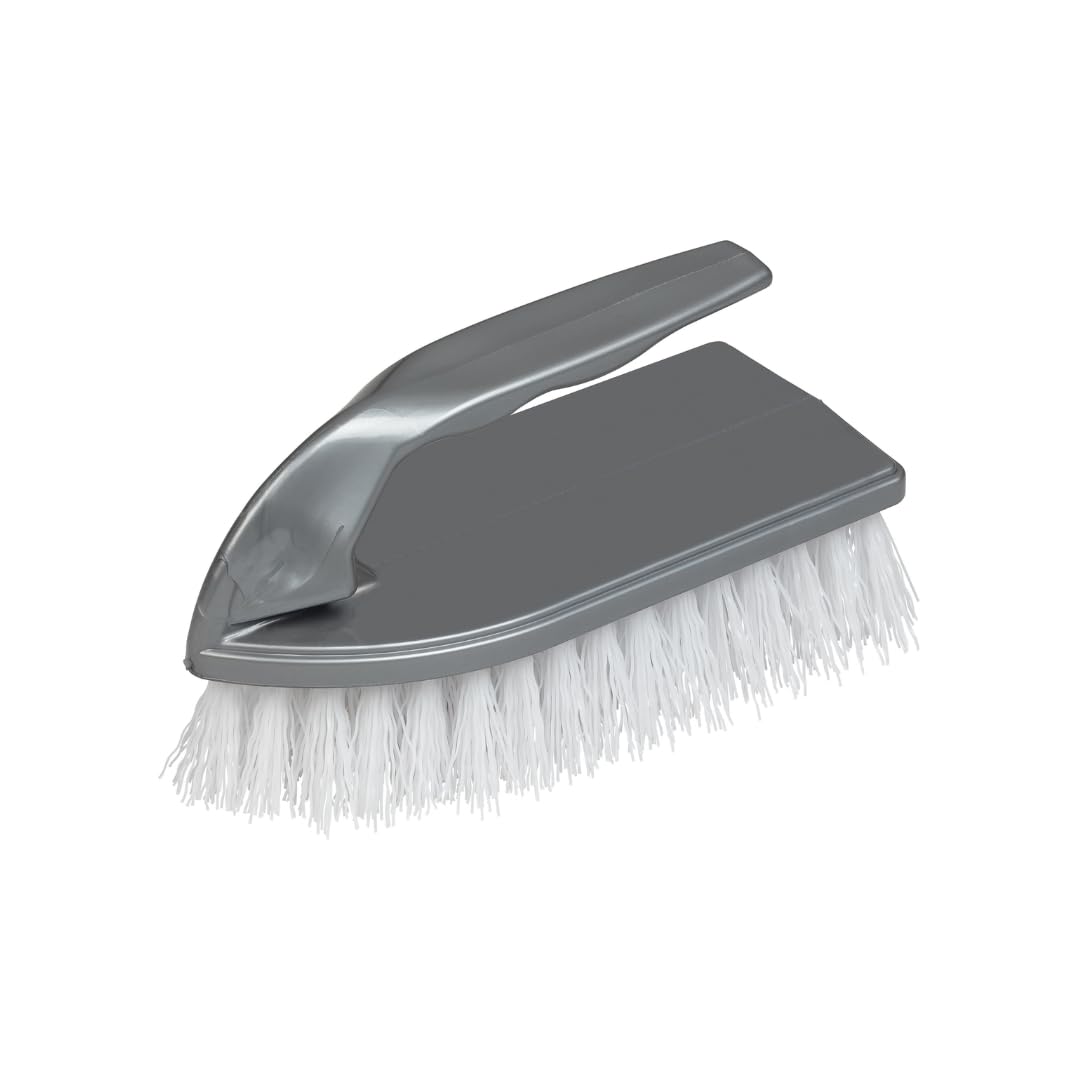 Elliott Scrubbing Brush with Handle, Grey - Plastic Fibres for Stubborn Stains 9