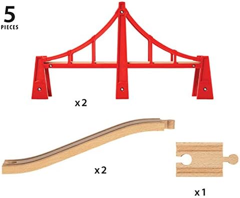 BRIO World Double Suspension Train Bridge - Wooden Train Set Accessory for Kids 3+ 4