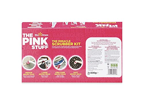 The Pink Stuff Sonic Scrubber Kit with Miracle Cleaning Paste and 4 Brush Heads