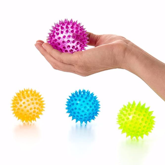 6 Pack 6.5cm Spiky LED Flashing Bouncy Squishy Stress Relief Balls - Assorted Colors 2