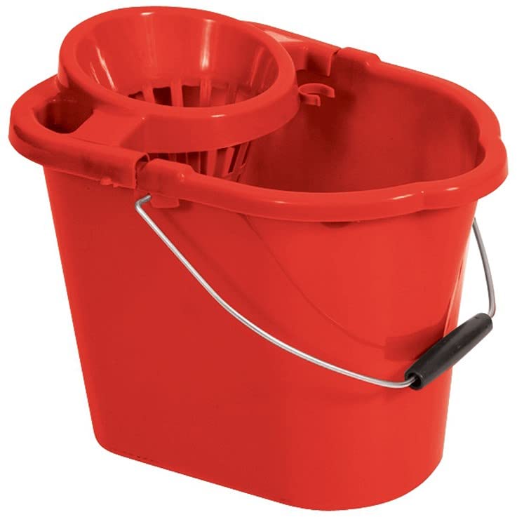 Contico Plastic Mop Bucket with Wringer - 15 Litre, Red