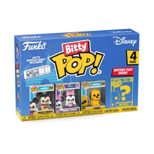 Funko Bitty POP! Disney - Mickey Mouse, Minnie Mouse (Pink Dress), Pluto, and Mystery Figure 4-Pack Vinyl Figures