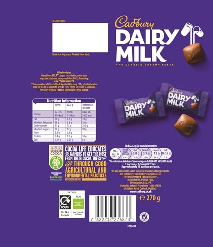 Cadbury Dairy Milk Chocolate Chunk Pouch - Creamy Milk Chocolate Pieces, 270g