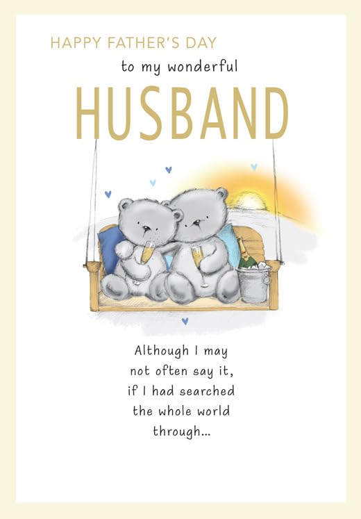 Piccadilly Greetings Father's Day Card for Husband | Bears on Swing Design | 9 x 6 inches 1