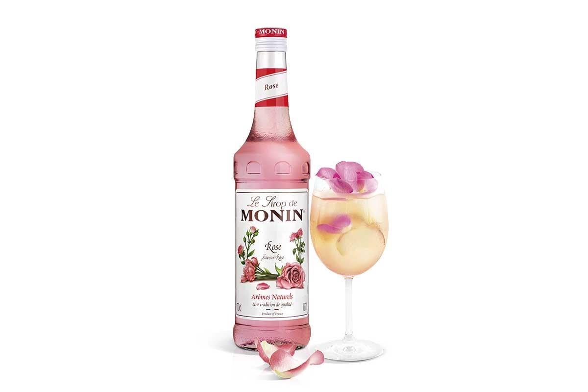 Monin Premium Rose Syrup - Floral Flavor | 700ml Glass Bottle