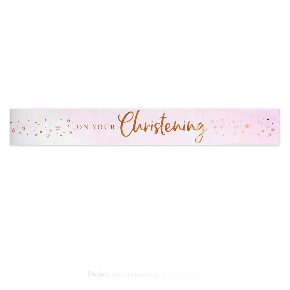 Anniversary House Pink Christening Foil Banner - 9ft Reusable Party Decoration 1