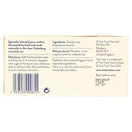 Tick Tock Rooibos Tea, 80 Teabags - Naturally Caffeine-Free Redbush Tea