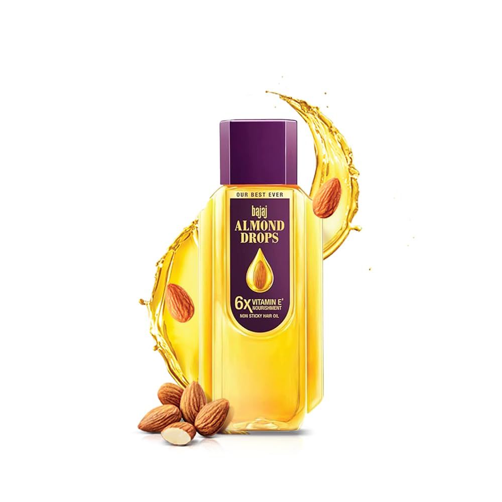 Bajaj Almond Drops Hair Oil - Reduces Hair Fall by 79%, Strengthens Hair, Adds Shine | 285 ml