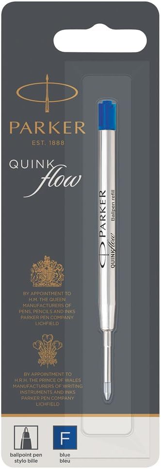 PARKER QUINKflow Ballpoint Pen Ink Refill, Fine Tip, Blue