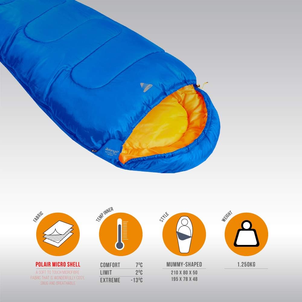 Vango Saturn Kids' Sleeping Bag - Atlantic Blue | 2 Season | 170 x 70 cm 3